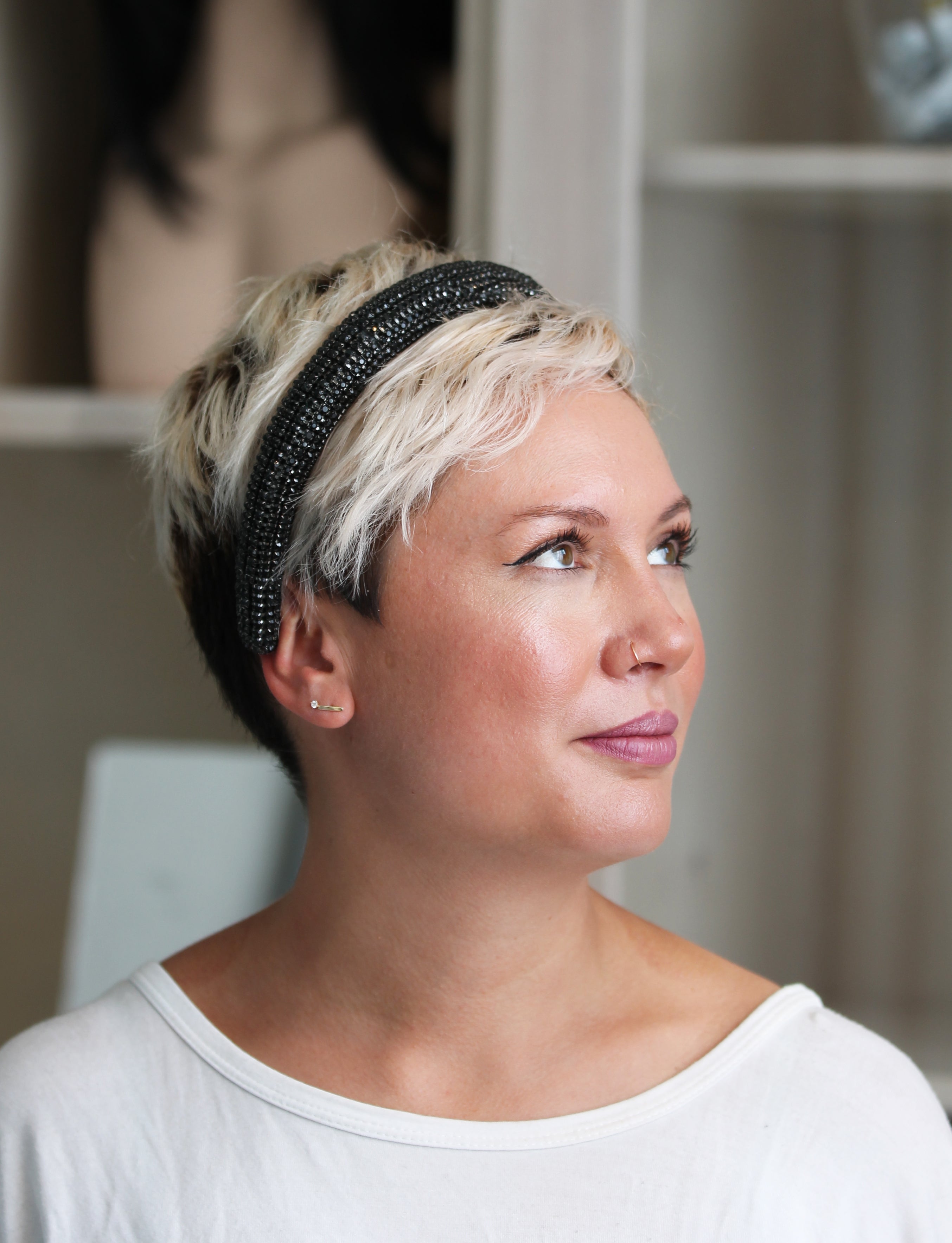 Black Crystal Studded Headband