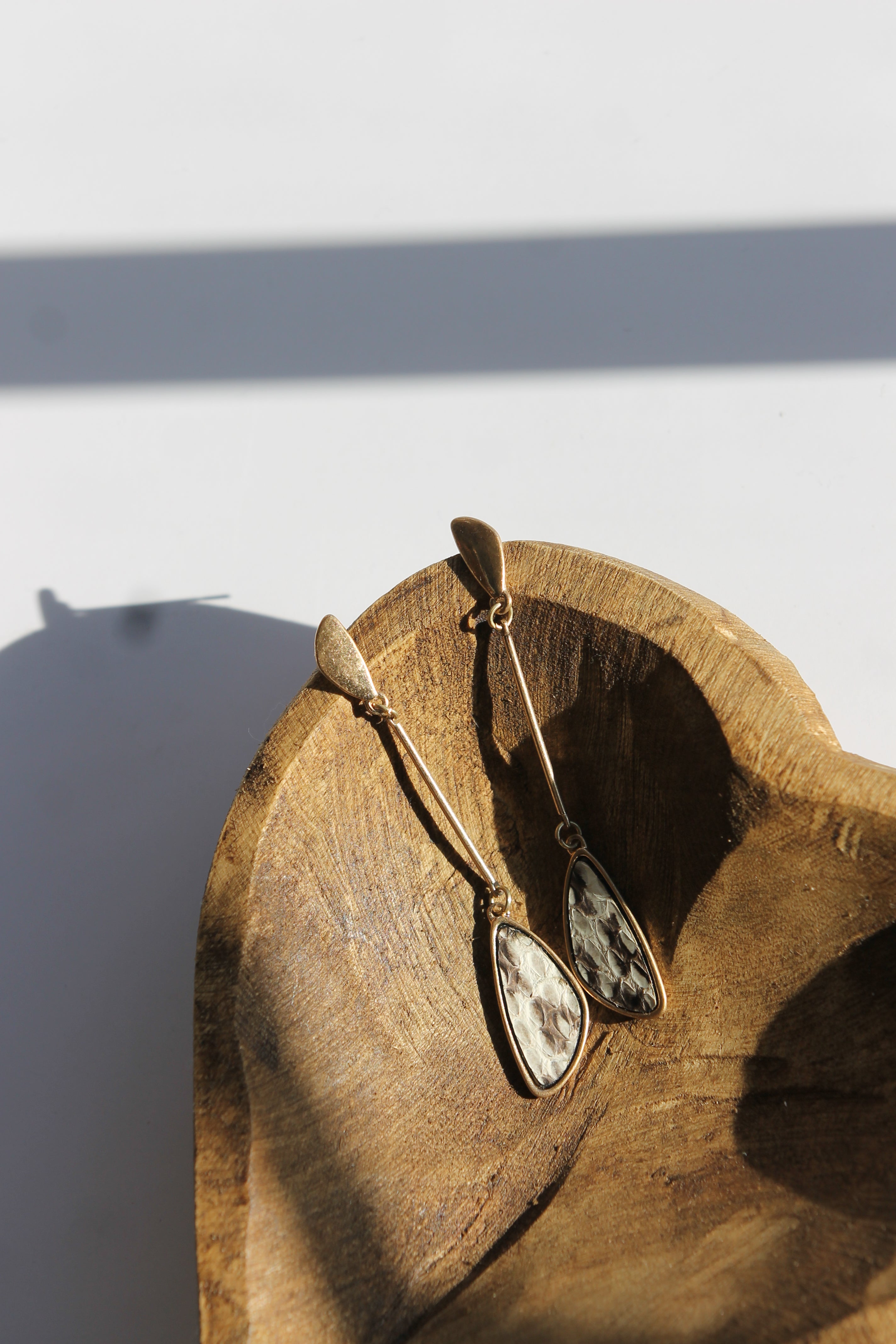 Gold Drop Snake Print Earrings