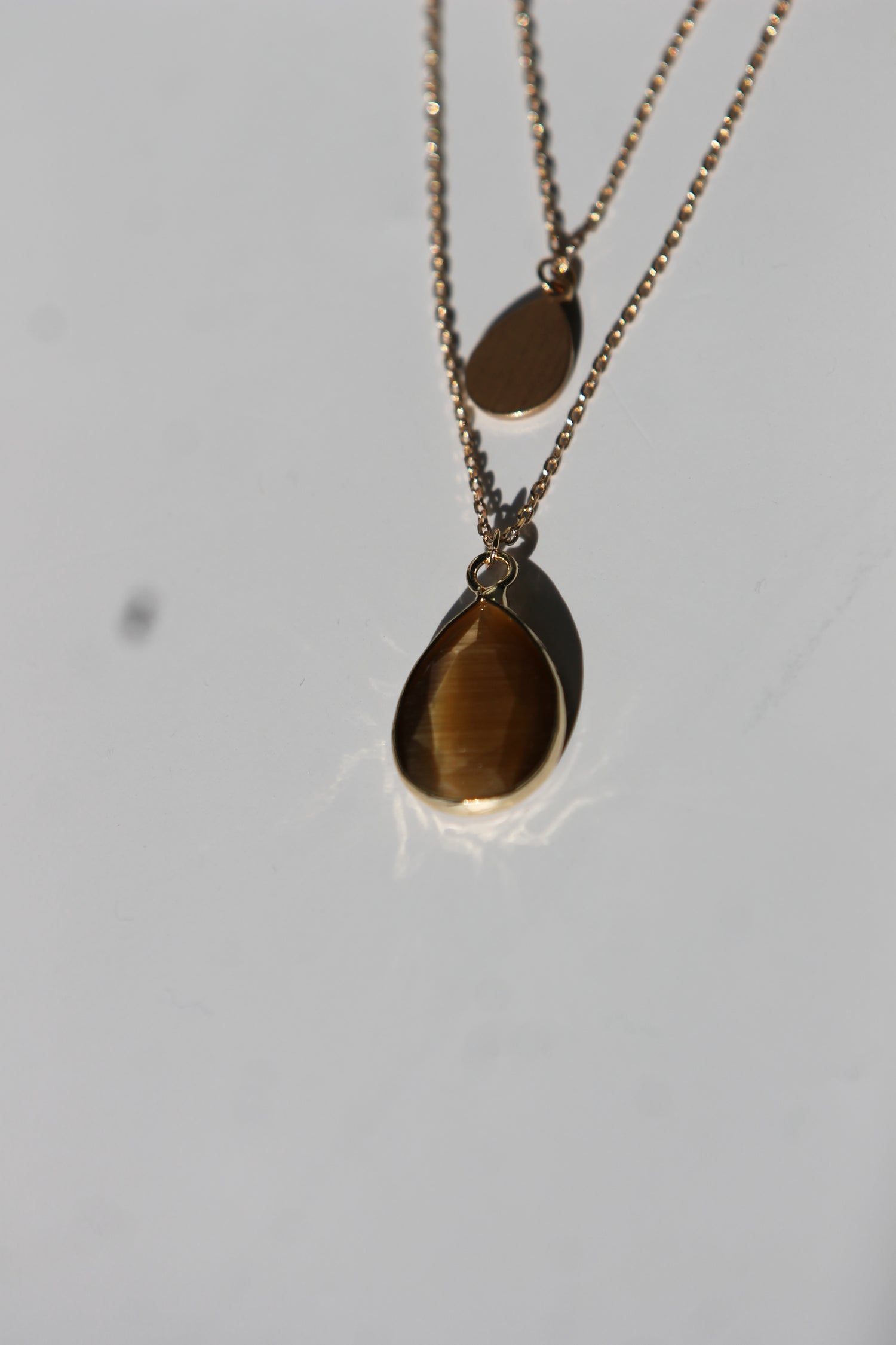 Collar de cristal de oro de doble capa