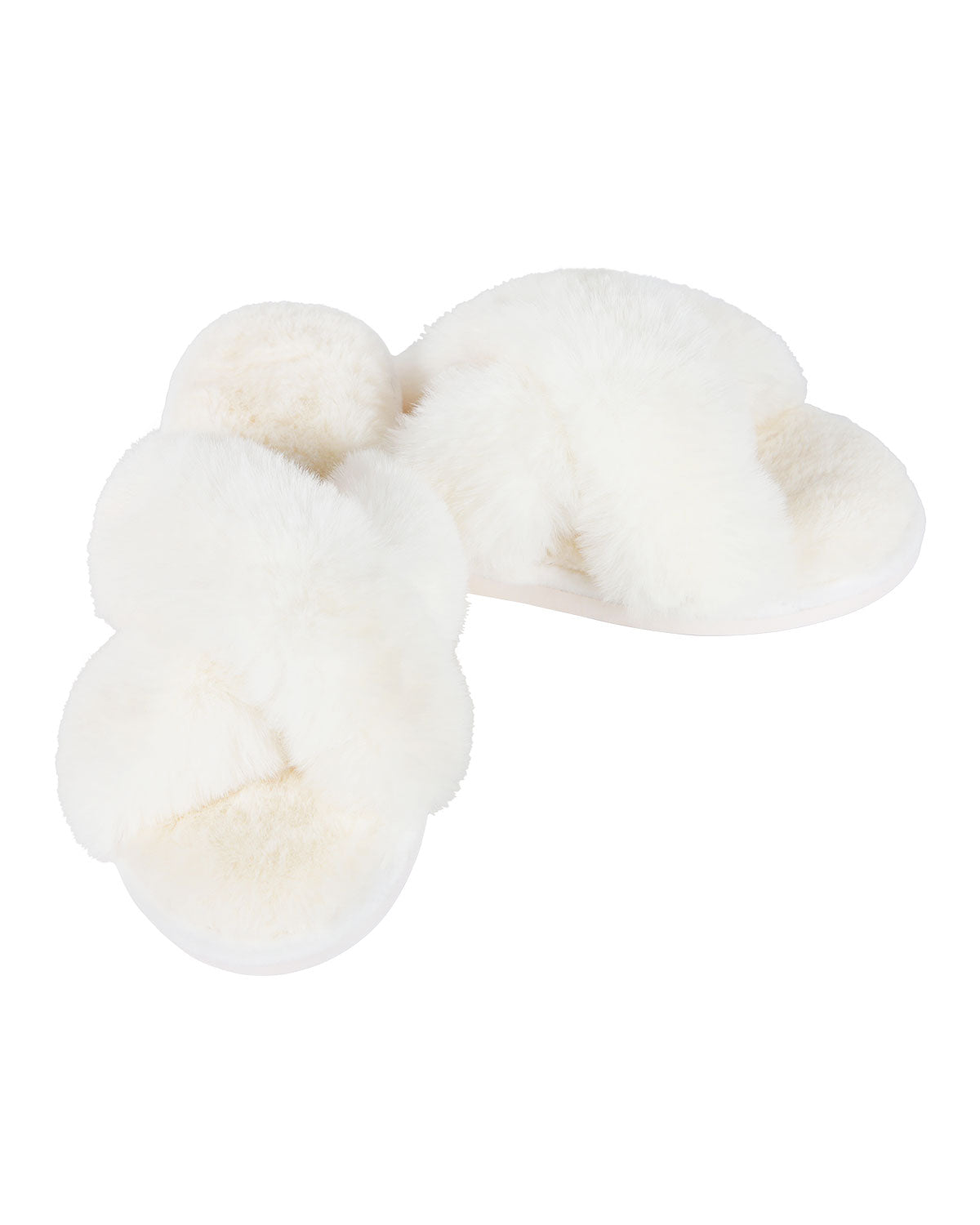 Ivory Beverley Fur Open Toe Plush Slippers - Hair With A Cause Oncology Boutique