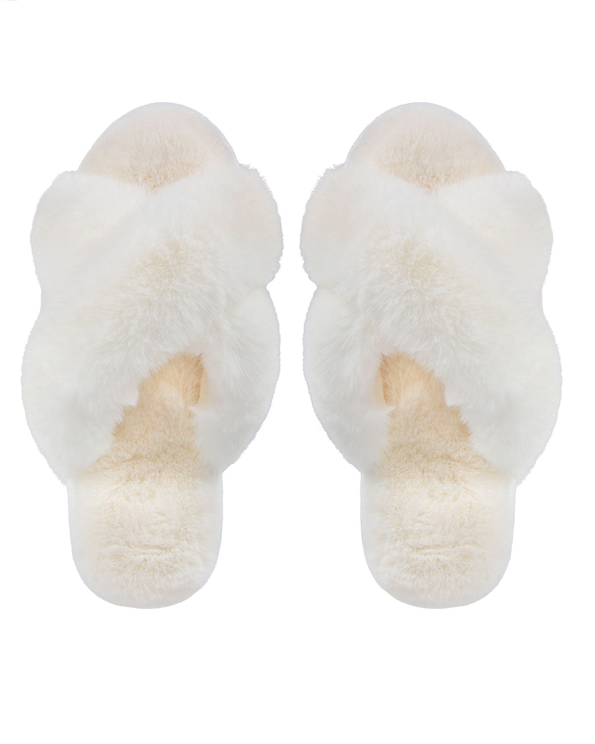 Ivory Beverley Fur Open Toe Plush Slippers - Hair With A Cause Oncology Boutique