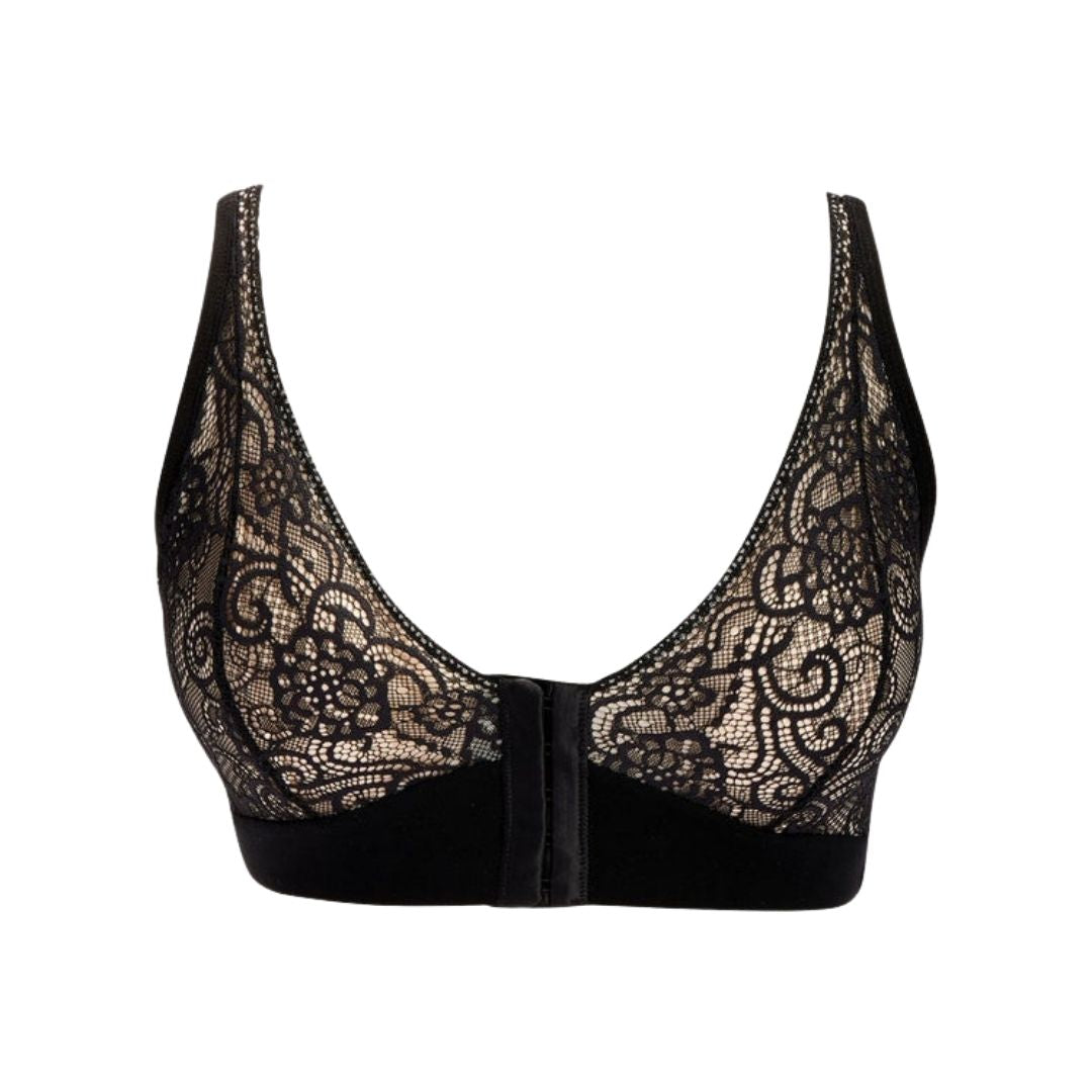 JAIMELEE LACE CUP FRONT CLOSURE BRA Black - Hair With A Cause Oncology Boutique