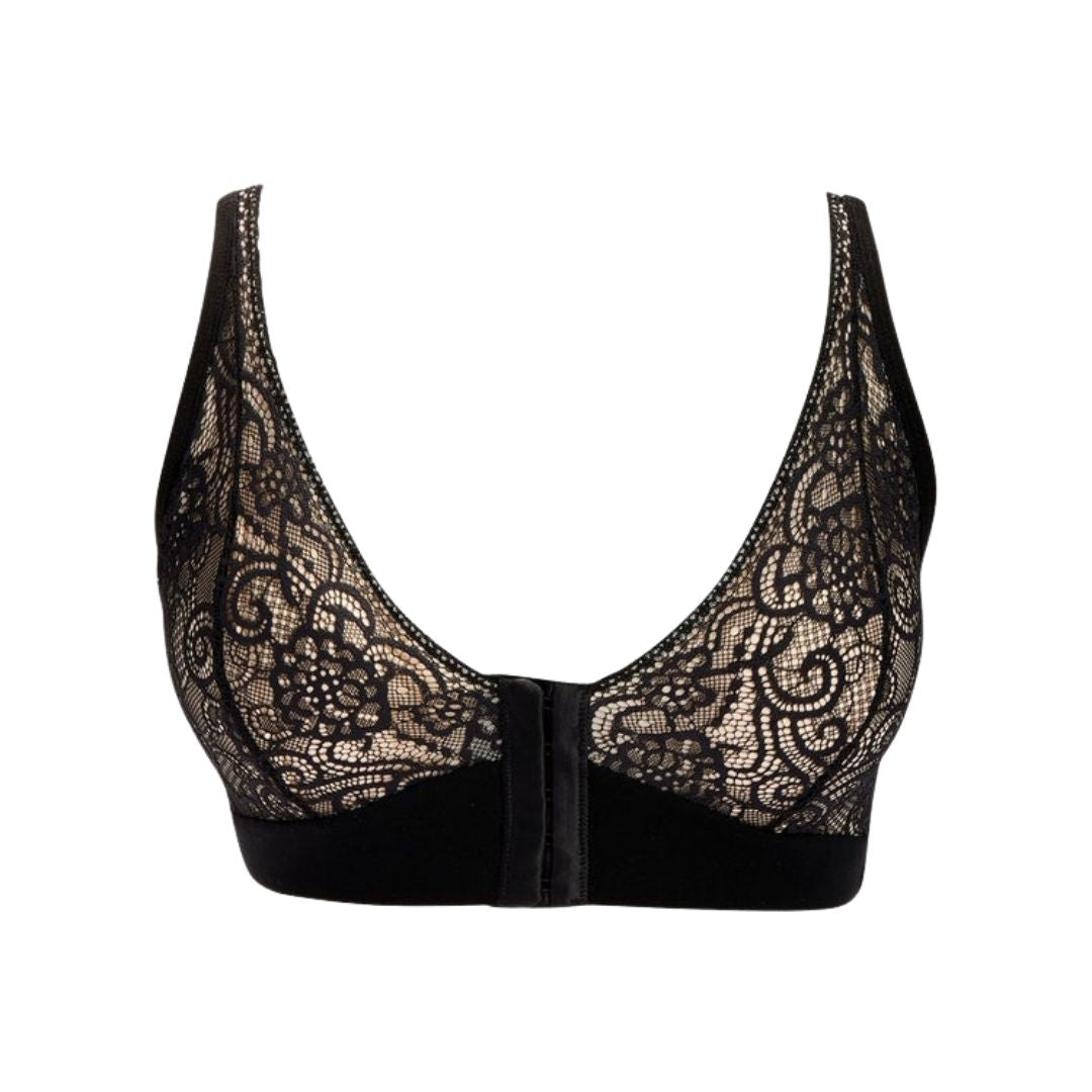 JAIMELEE LACE CUP FRONT CLOSURE BRA Black - Hair With A Cause   Oncology Boutique     