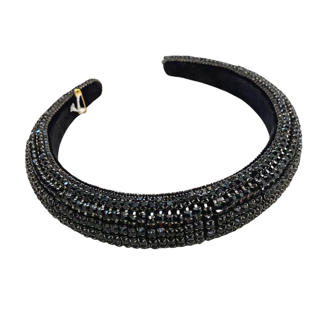 Black Crystal Studded Hairband - Hair With A Cause Oncology Boutique