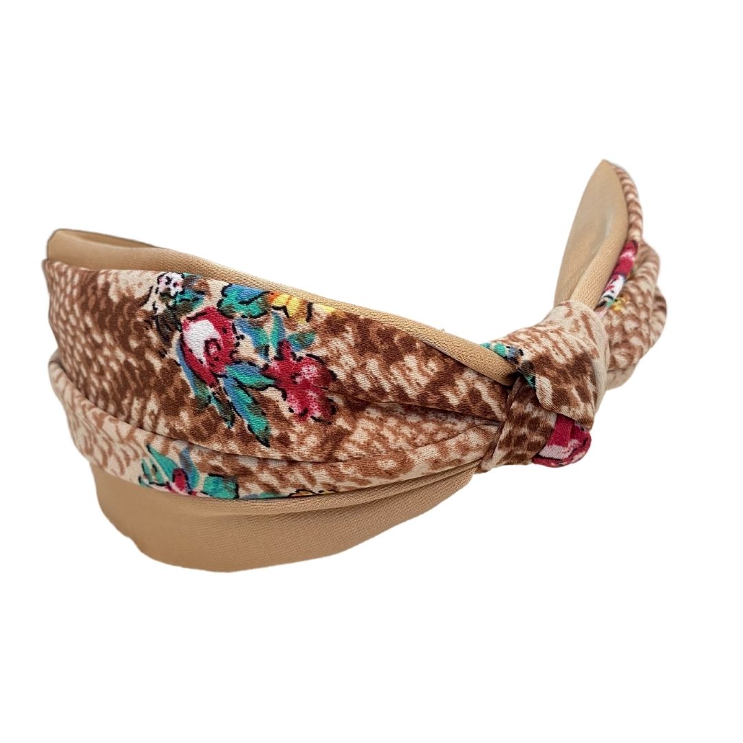 Tan Floral Headband - Hair With A Cause   Oncology Boutique