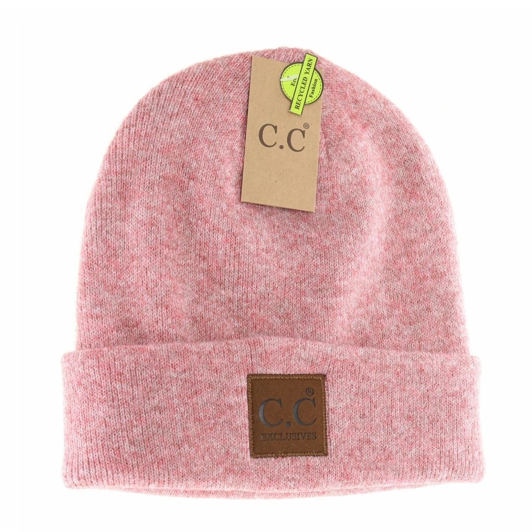 UNISEX SOFT RIBBED LEATHER PATCH C.C. BEANIE - Hair With A Cause Oncology Boutique
