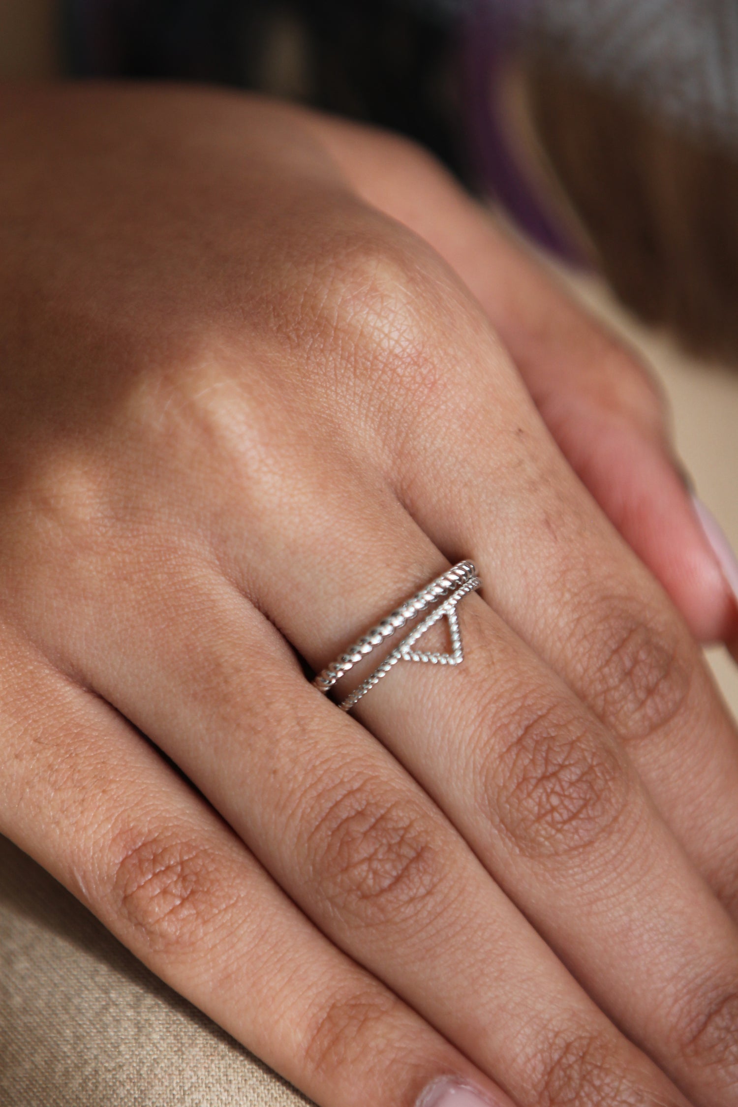 Sterling Silver Double Triangle Rings