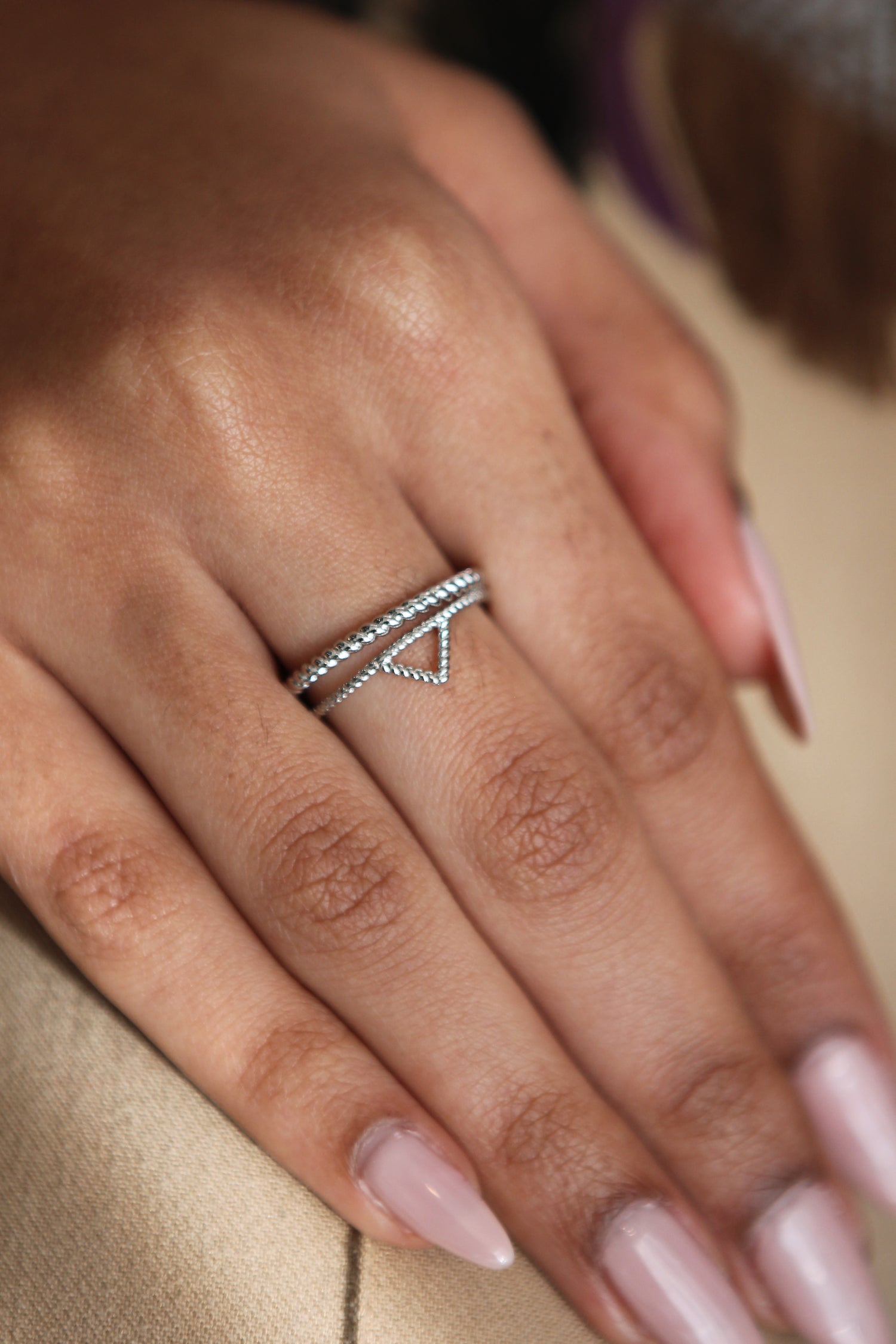 Sterling Silver Double Triangle Rings