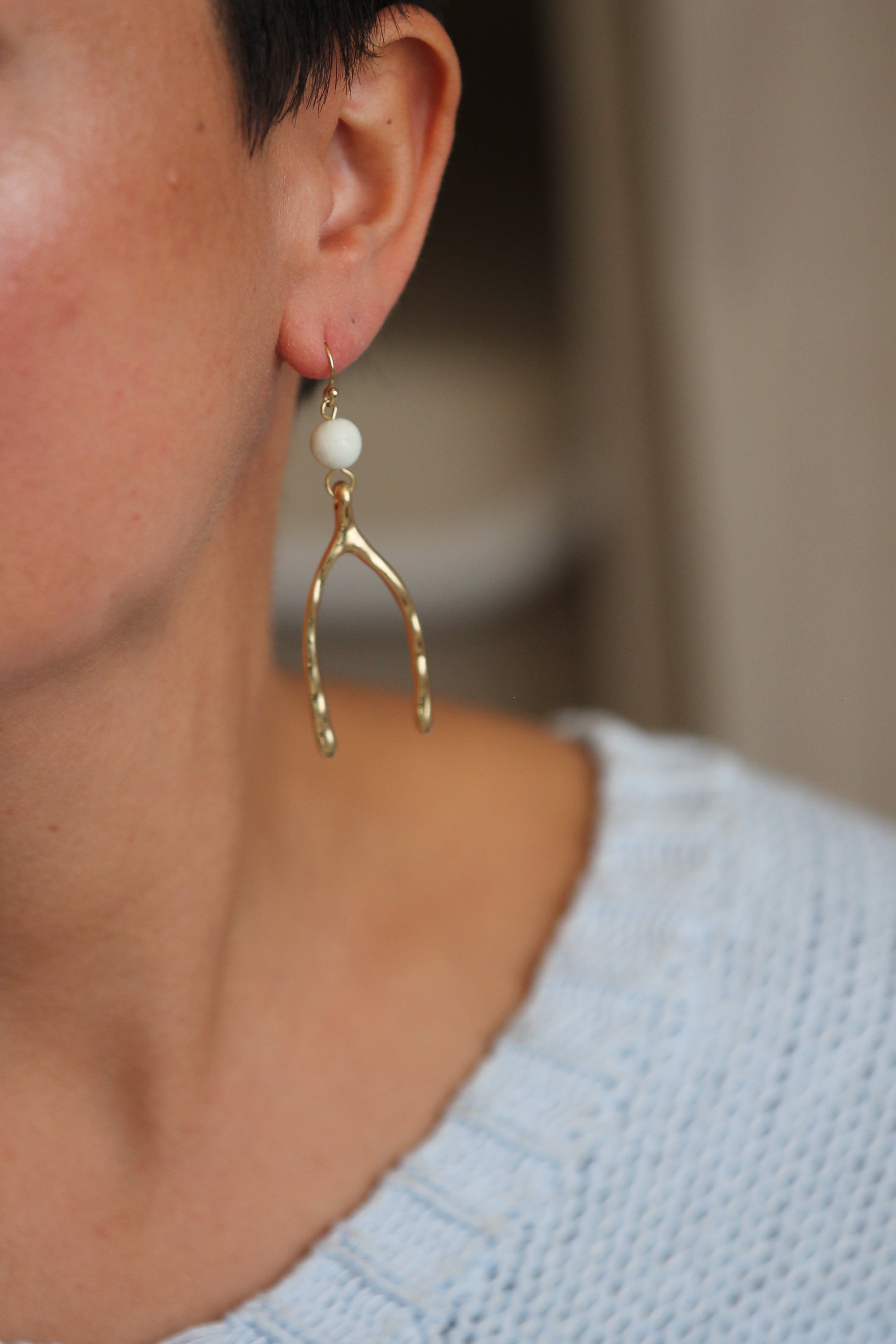 Wishbone Gold Earrings