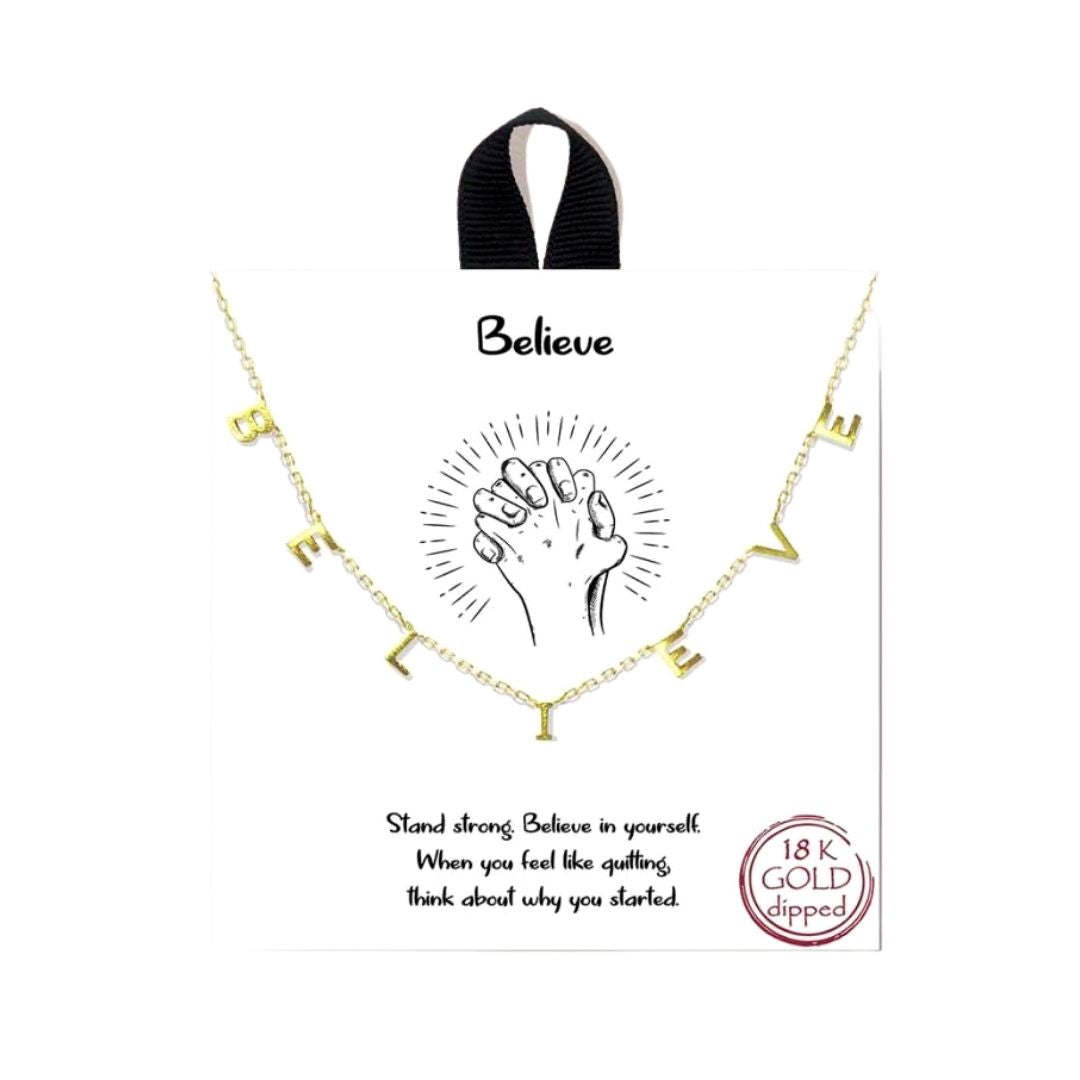 Believe Gold Necklace - Hair With A Cause   Oncology Boutique     